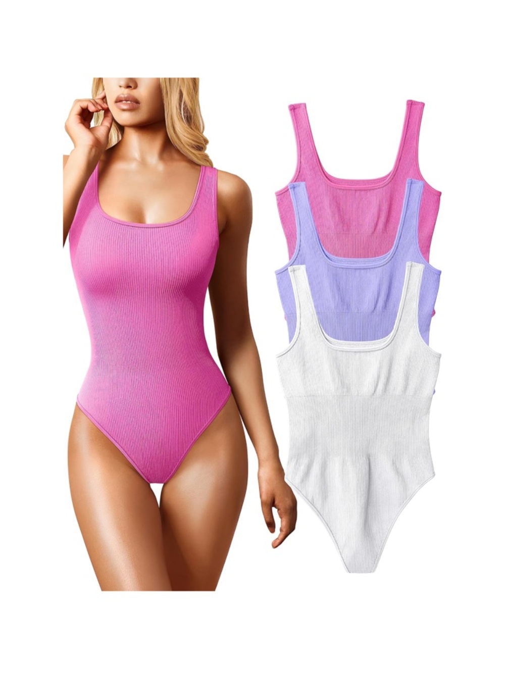 OQQ Women's 3 Piece Bodysuit, Size L